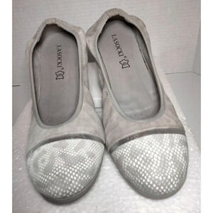 LASOCKI Shoes Flats Size 8 Gray with Silver Trim with Animal Print Round Toe